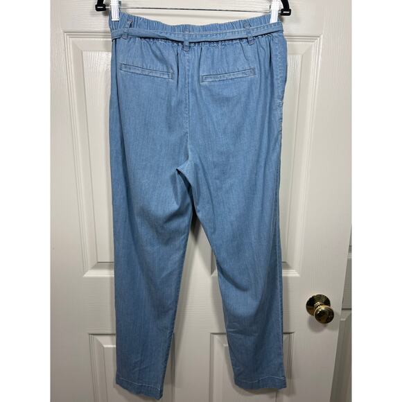 New Anthropologie Cartonnier Chambray Paperbag Trousers with Tie Waist Small - Picture 10 of 13